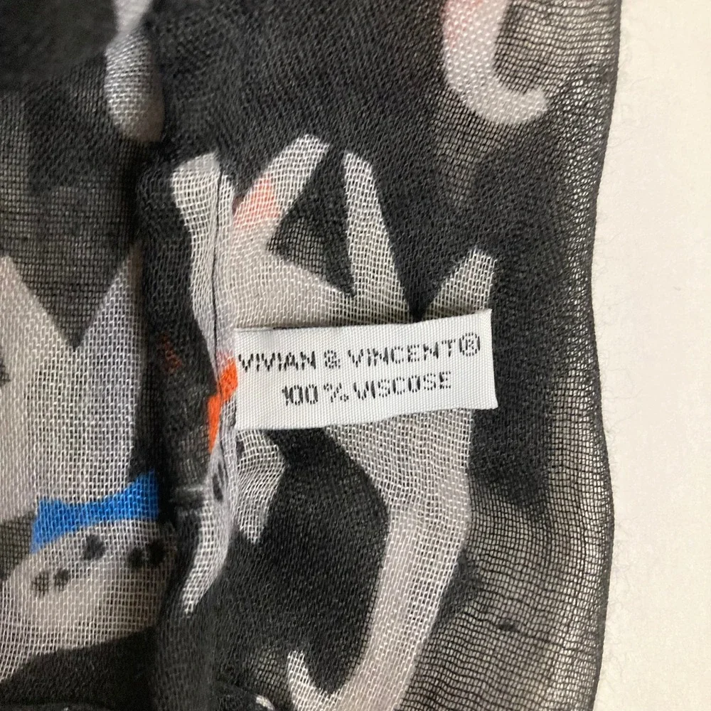 Womens Vivian & Vincent Cat Print Eternity Scarf  Viscose 34